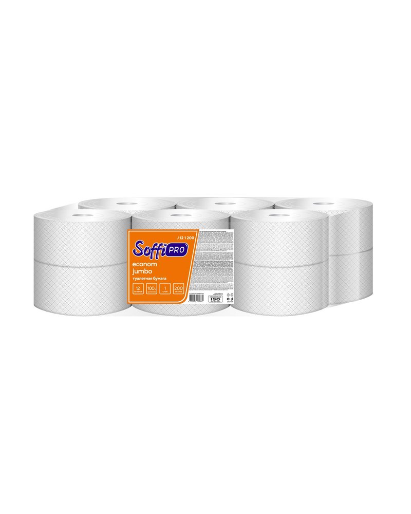 Туалетная бумага 1 слойная SoffiPRO, 200м T2 10901494 (х1/12)