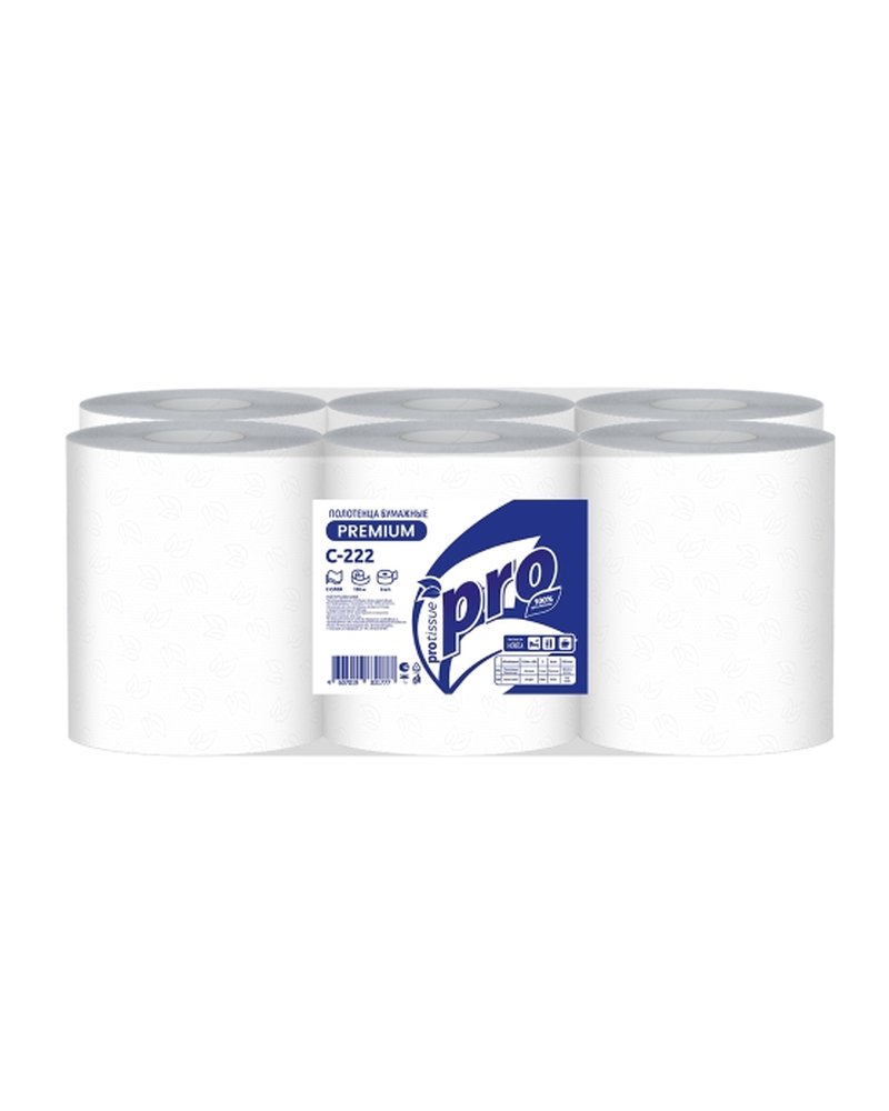 Полотенца бумажные в рулонах PRO Tissue, 150м 2х слойные, H1 С222 (х1/6) [упаковка]