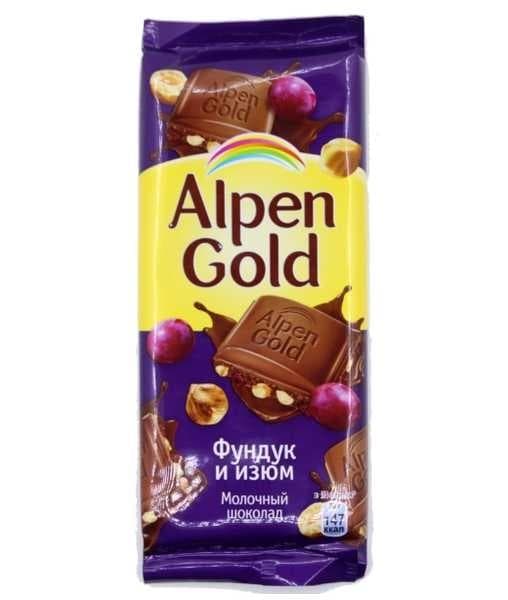 Шоколад Альпен Голд Фундук и Изюм Alpen Gold 90 г