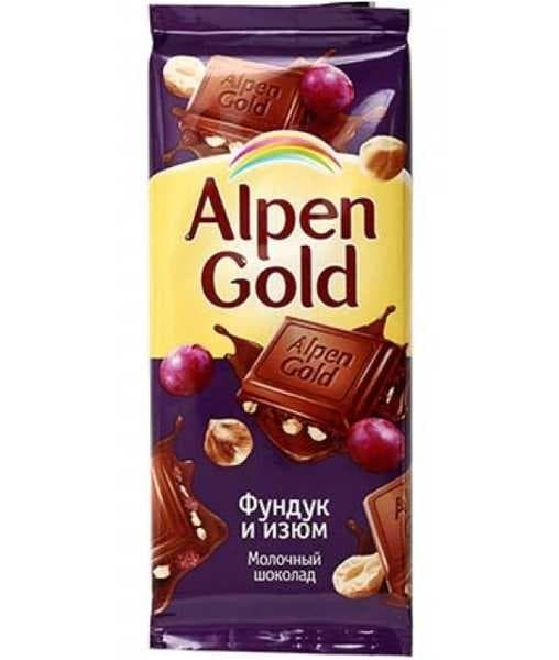 Шоколад Альпен Голд Фундук и Изюм Alpen Gold 90гр