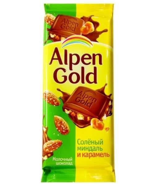 Шоколад Alpen Gold Соленый Миндаль и Карамель 90гр