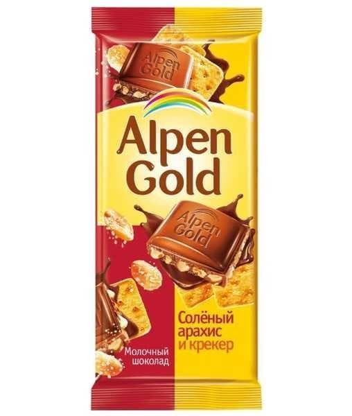Шоколад Альпен Голд Соленый Арахис и Крекер Alpen Gold 90 г