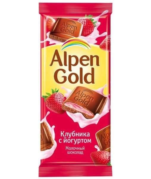 Шоколад Альпен Голд Клубника с Йогуртом Alpen Gold 90 г