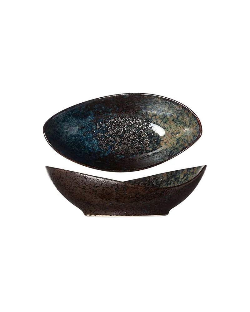 Салатник овальный керамика ,H=5,L=16,B=8см черный,синий