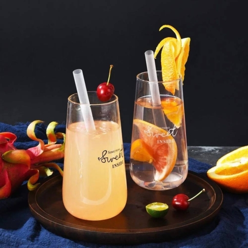 Пластиковые прямые трубочки со скошенным углом Прозрачные 240 мм d=12 мм в инд. упак. для бабл-ти