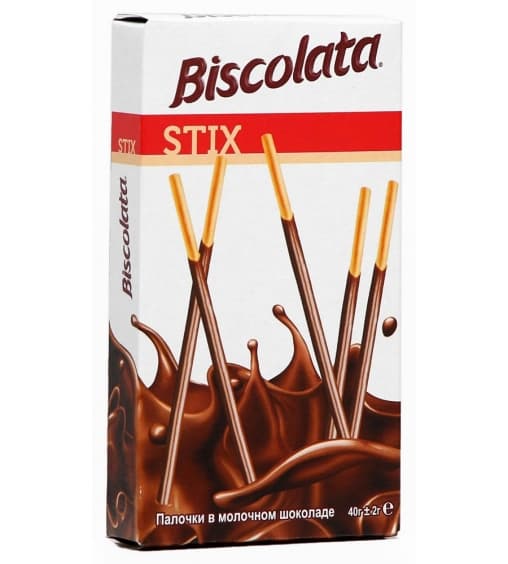 Палочки бисквитные Biscolata Stix молочный шоколад 40 г