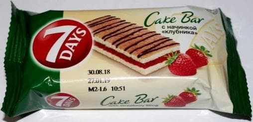 Бисквит 7 Days Cake Bar КЛУБНИКА 30гр