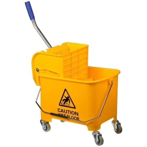Ведро МОП прямоугольное на колесах NOWA 27×67×63 см с отжимом 20 л желтое