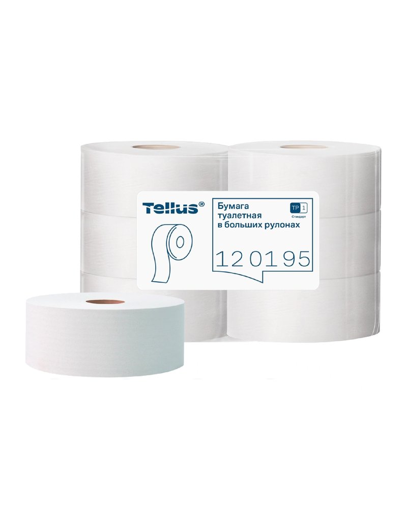 Туалетная бумага 1 слойная намотка 525м, TORK/Tellus T1, цвет Натуральный 120195-62 (х1/6) [упаковка]