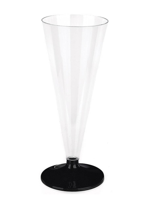 Бокал для шампанского КОНУС 150 мл PS прозрачный низкая чёрная ножка 6 шт.