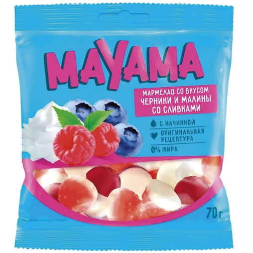 Мармелад жевательный Mayama со вкусом черники и малины со сливками 70 г