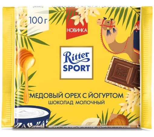 Шоколад Ritter Sport мол. Медовый орех с йогуртом 100г