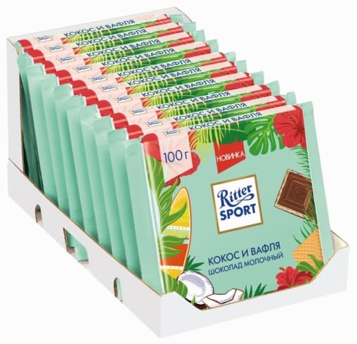 Шоколад Ritter Sport молочный Кокос и Вафля 100 г