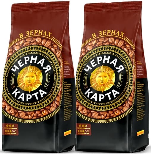 Кофе в зернах Черная Карта комплект 2 шт. по 500 г