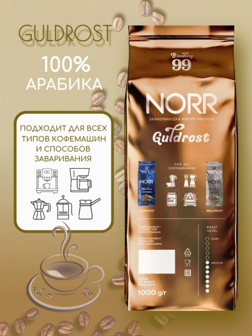 Кофе в зернах NORR GULDROST №99 1000 г
