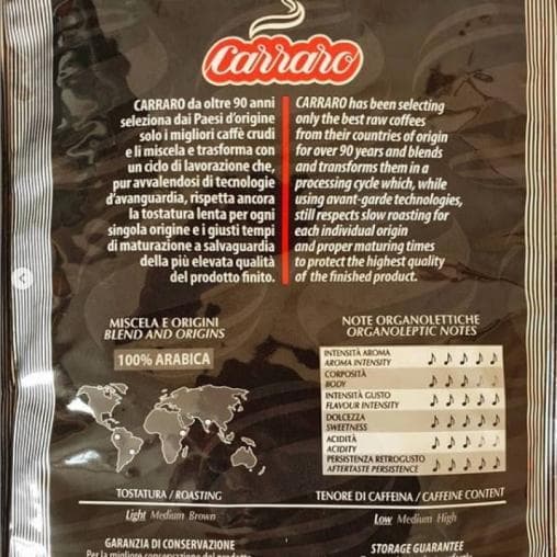 Кофе зерновой Carraro Globo Arabica 1000 г (1 кг)