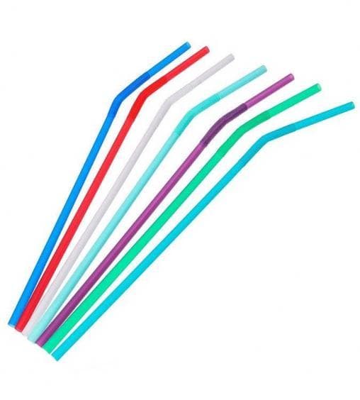 Пластиковые трубочки цветные с изгибом 210 мм d=5 мм