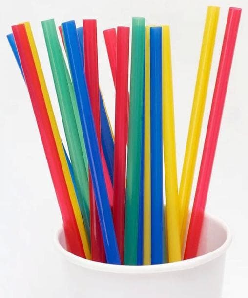 Пластиковые трубочки цветные прямые 240 мм d=8 мм