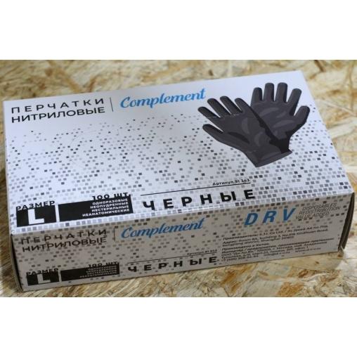 Перчатки Complement нитриловые Черные р. L 100 шт.