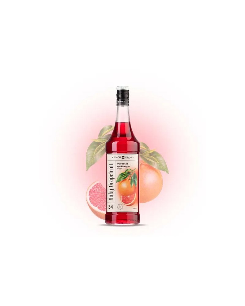 Сироп «Розовый Грейпфрут» Pinch&Drop стекло 1л D=85,H=330мм красный
