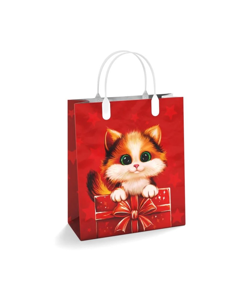 Пакет подарочный 23x27+10см (150) Из мягкого пластика (Котёнок) Интерпак (х1/10)