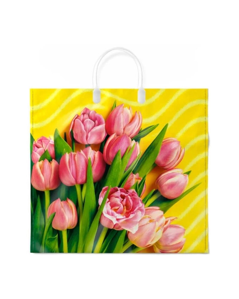 Пакет ПЭ с пластмассовыми ручками 37x34+6см (80) Муза Интерпак (х10/100)