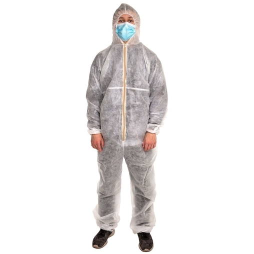 Одноразовый защитный комбинезон Белый р. XXL-XXXL открытая молния