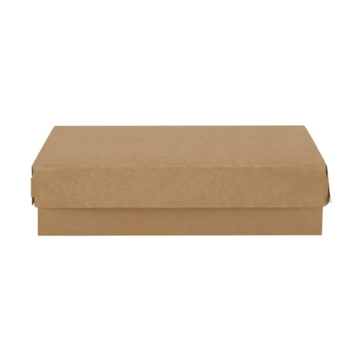 Коробка картонная для десертов DoECO CAKE 1900 белая /крафт 230×140×60 мм