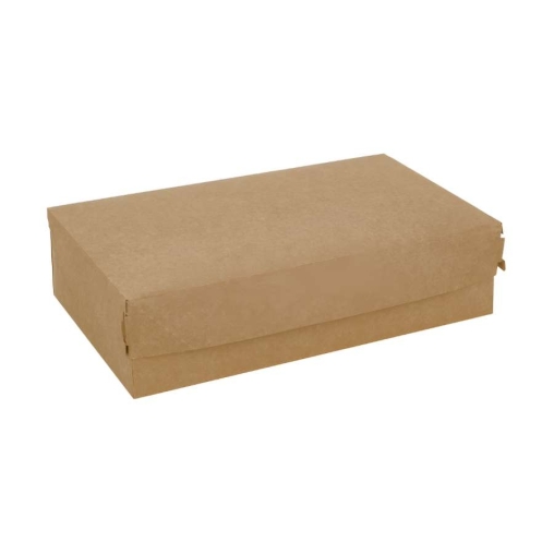 Коробка картонная для десертов DoECO CAKE 1900 белая /крафт 230×140×60 мм