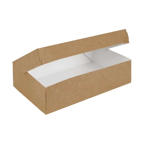 Коробка картонная для десертов DoECO CAKE 1900 белая /крафт 230×140×60 мм