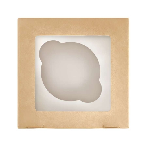 Коробка картонная на 1 капкейк DoECO MUF 1 с окном белая /крафт 100×100×100 мм