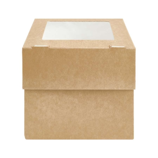 Коробка картонная на 1 капкейк DoECO MUF 1 с окном белая /крафт 100×100×100 мм