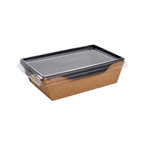 Контейнер бум. DoECO OPSALAD BLACK 400 мл черный/крафт 145×95×45 мм