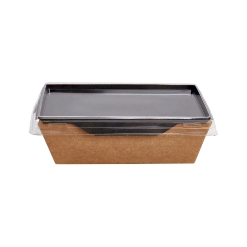 Контейнер бум. DoECO OPSALAD BLACK 400 мл черный/крафт 145×95×45 мм
