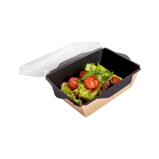 Контейнер бум. DoECO OPSALAD BLACK 400 мл черный/крафт 145×95×45 мм