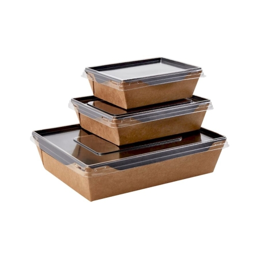 Контейнер бум. DoECO OPSALAD BLACK 400 мл черный/крафт 145×95×45 мм