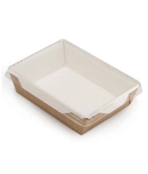 Контейнер бум. DoECO OPSALAD 450 мл белый /крафт 144×95×55 мм