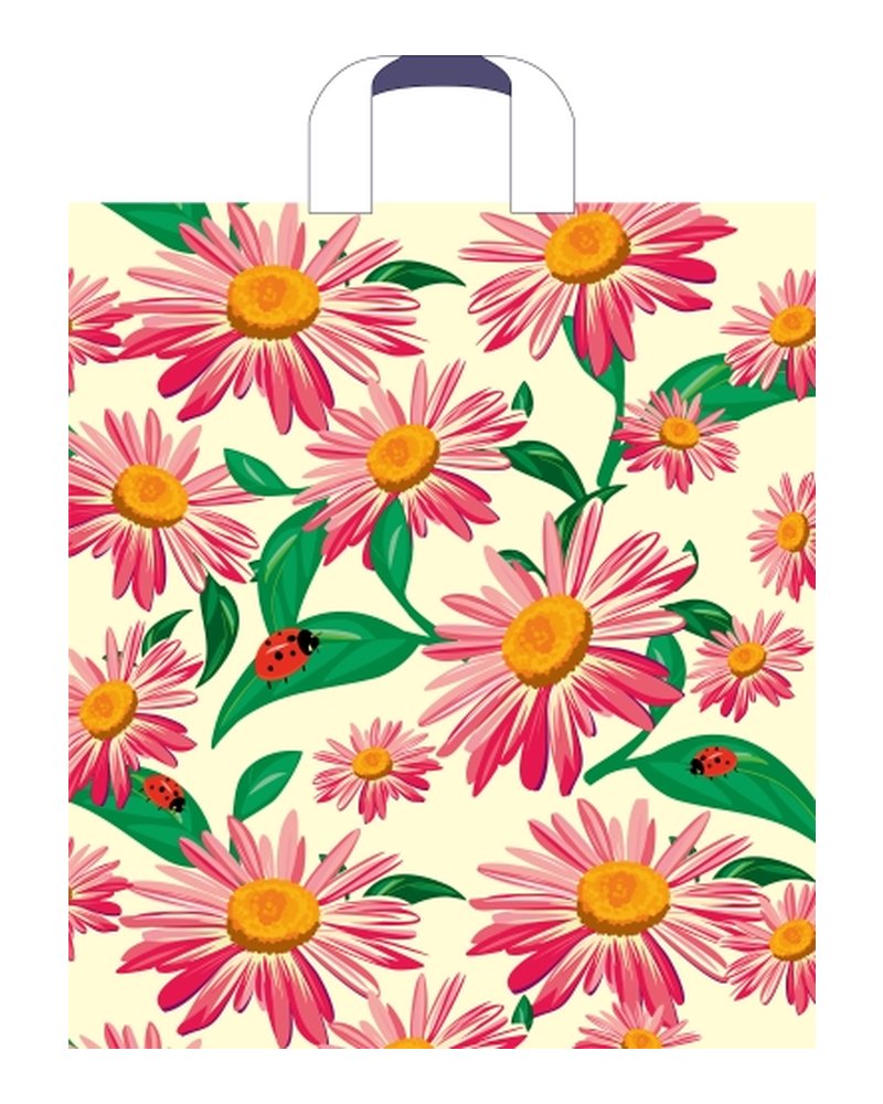Пакет ПЭ с петлевой ручкой 38x42+3см (37) ПНД (Ромашки) Артпласт (х50/500)