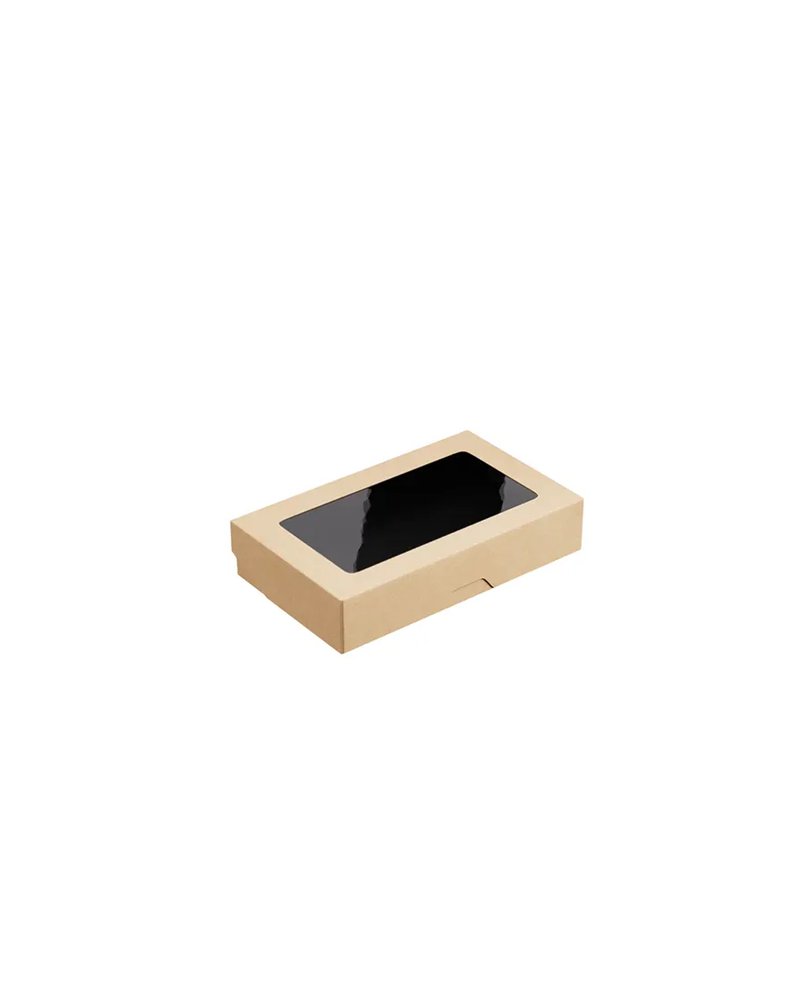 Контейнер бумажный OneBox с крышкой картон 1л ,H=4,L=12,B=20см черный
