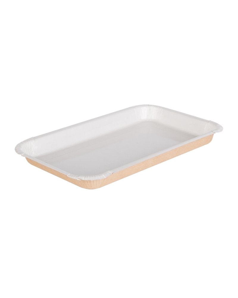Лоток бумажный 200x110x20мм PLATTER Жиростойкий цвет Крафт/Белый OSQ (х50/850)