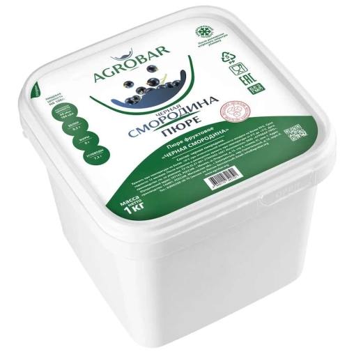 Пюре замороженное Agrobar Черная Смородина без сахара 1000 г