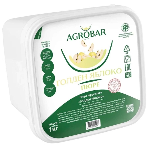Пюре замороженное Agrobar Яблоко Голден без сахара 1000 г