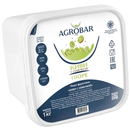 Пюре замороженное Agrobar Киви с семечкой 1000 г