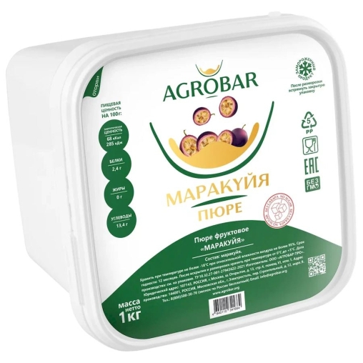 Пюре замороженное Agrobar Маракуйя без сахара 1000 г