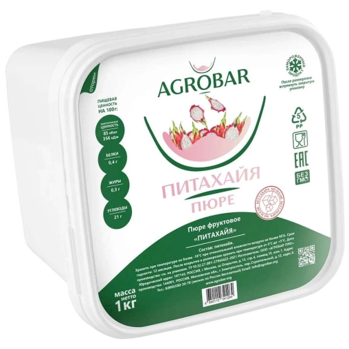 Пюре замороженное Agrobar Питахайя без сахара 1000 г