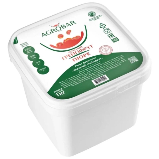 Пюре замороженное Agrobar Грейпфрут Красный без сахара 1000 г