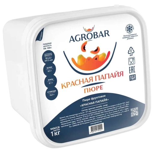 Пюре замороженное Agrobar Папайя Красная 1000 г