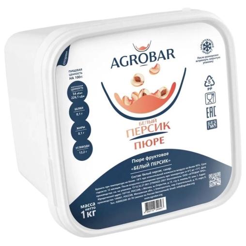 Пюре замороженное Agrobar Белый Персик 1000 г