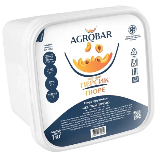 Пюре замороженное Agrobar Персик Желтый 1000 г
