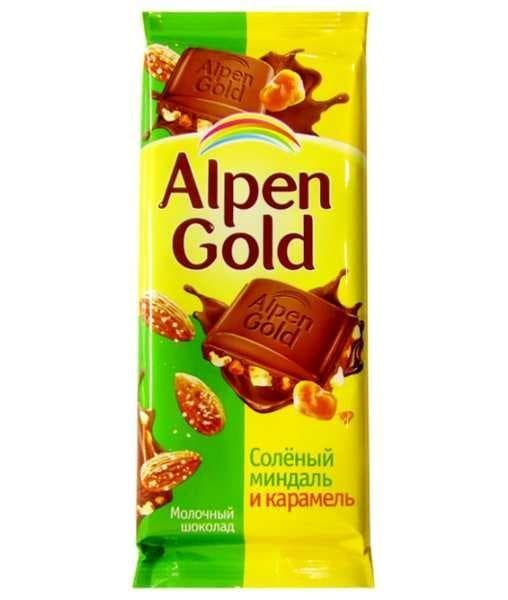 Шоколад Альпен Гольд Соленый Миндаль и Карамель Alpen Gold 90 гр - цена ...